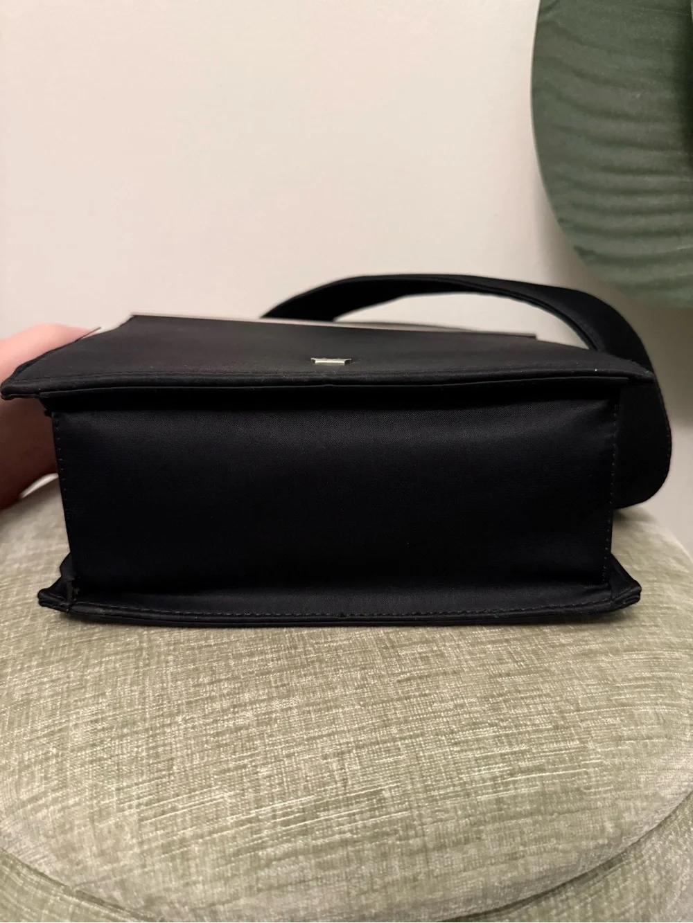 Vintage Elaine Turner Designs Black Structured Shoulder Bag Red Interior Y2K